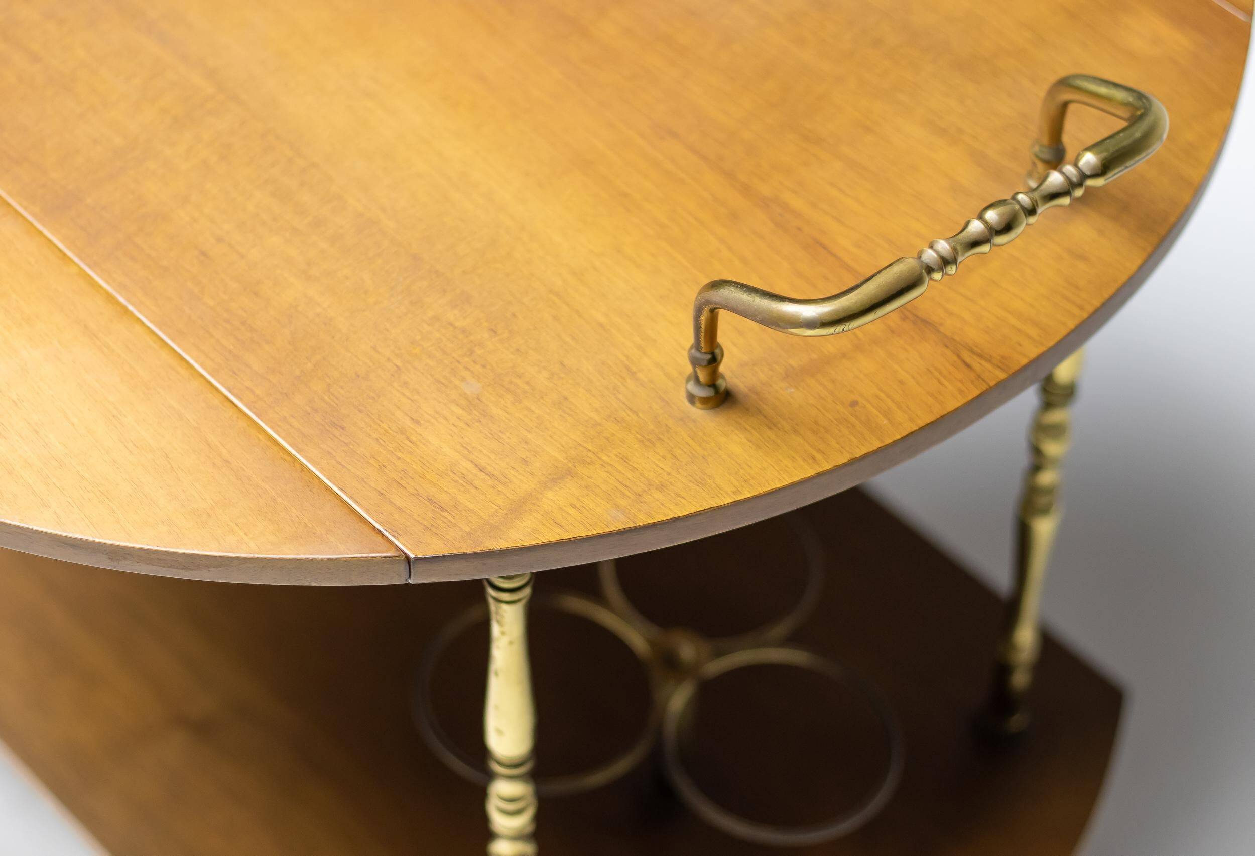 Brass and walnut bar cart by Cesare Lacca
