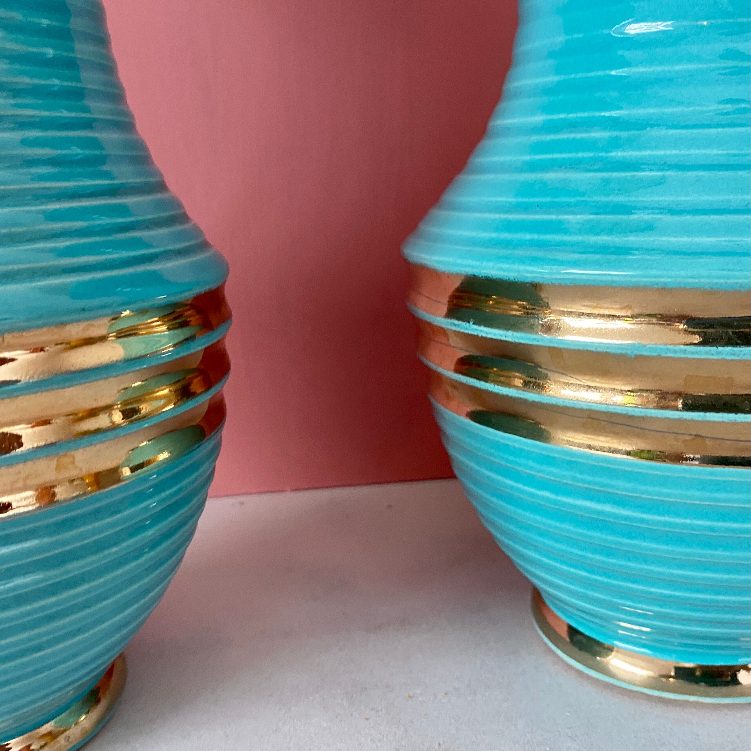 Set of two vintage art deco ceramic vases