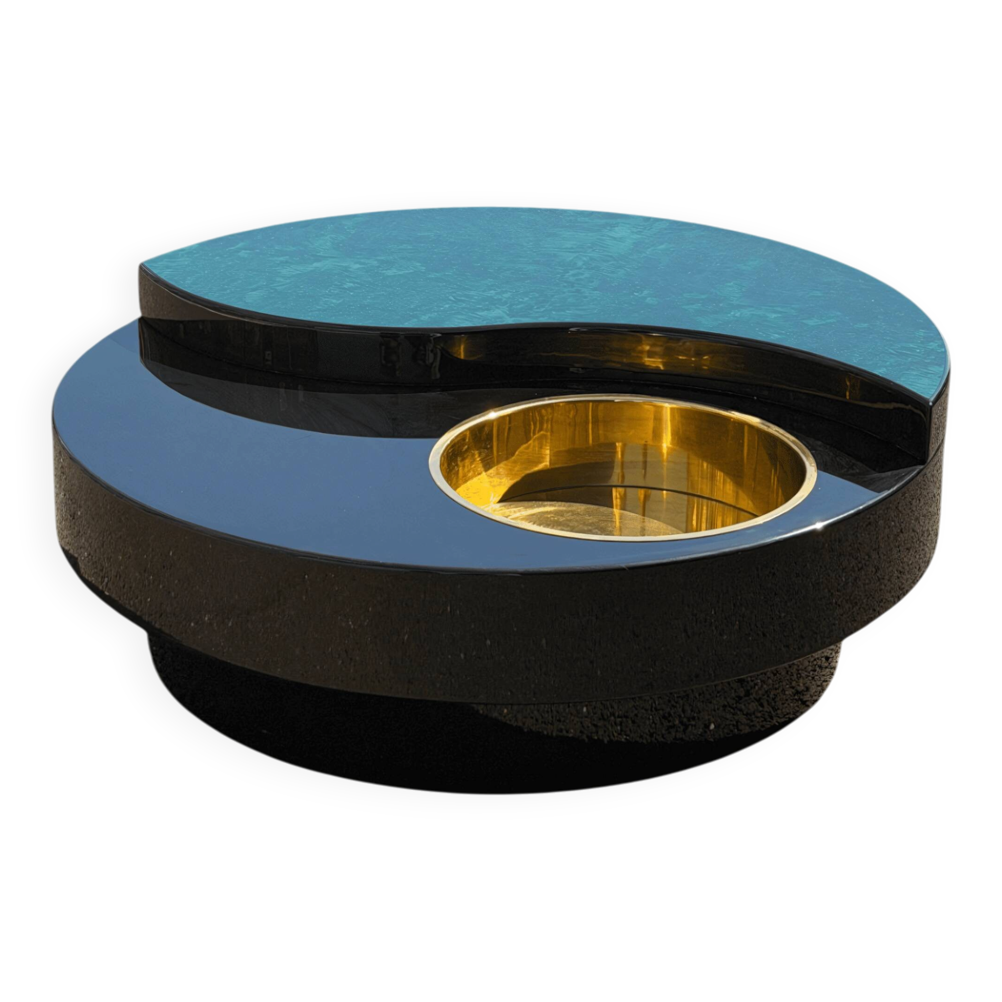 Rotating coffee table Yin Yang by Willy Rizzo, brass, 1970s
