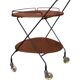 Desserte scandinave vintage en teck & métal, roulettes métal,  années 60