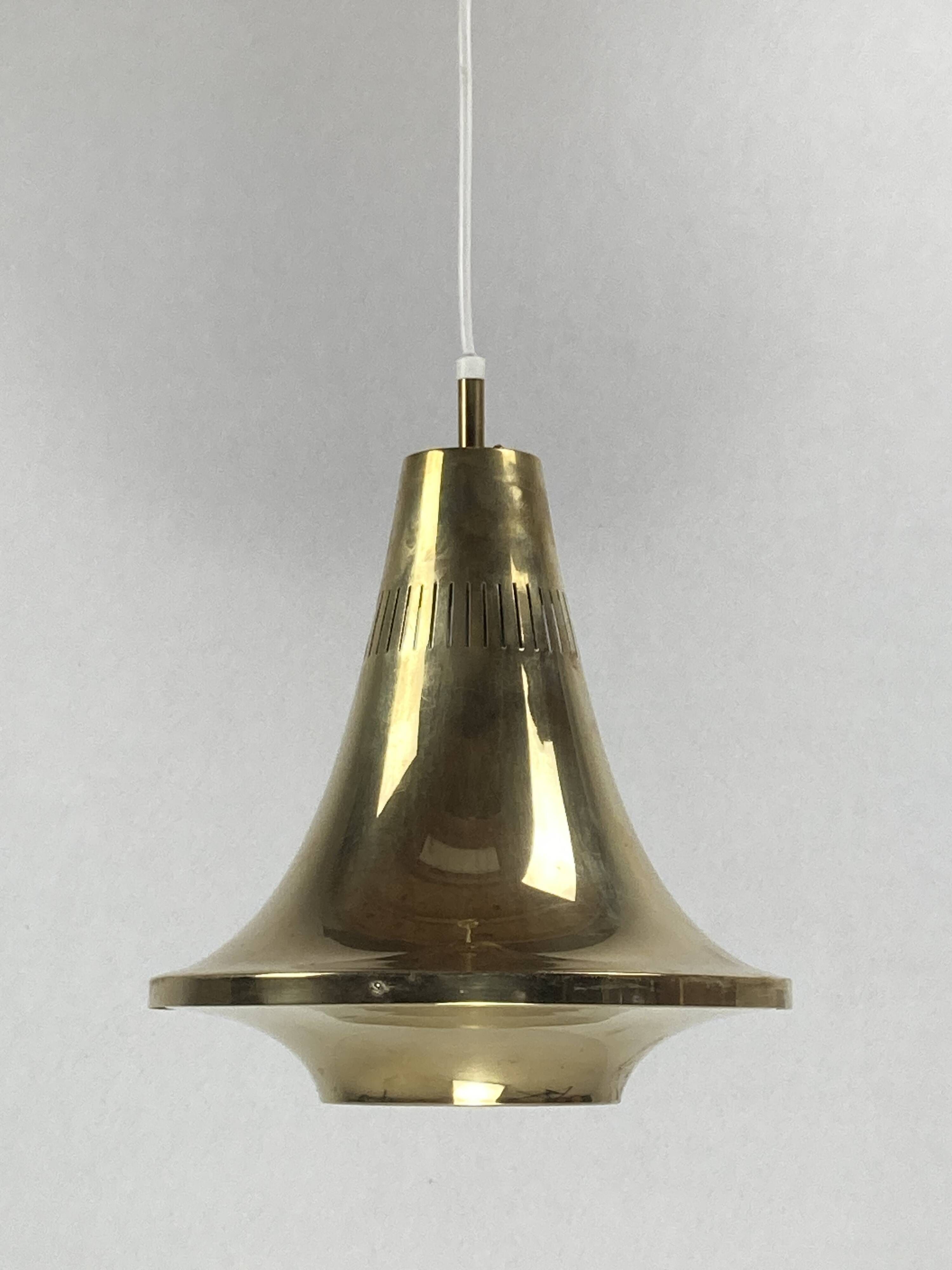 Scandinavian brass hanging pendant lamp by Hans Agne Jakobsson, Sweden 1960s