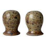 Set of two pyrite stoneware pepper pots