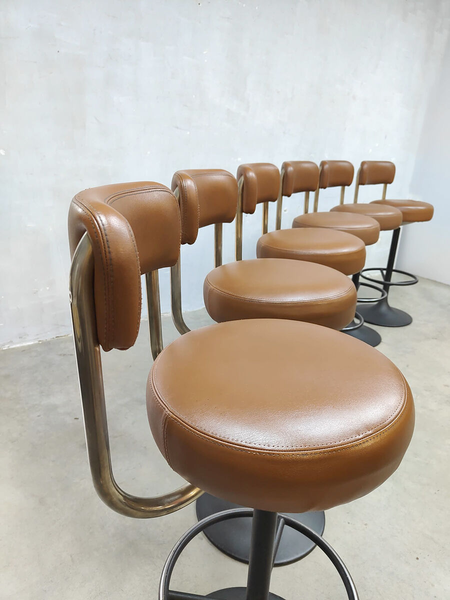 Midcentury swedish brass bar stools Borje Johanson