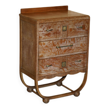 High Art Deco commode by Heals in bleached oak