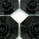 4 egg cups in opal and black tempered glass - Octime Arcoroc Luminarc France - vintage 80s
