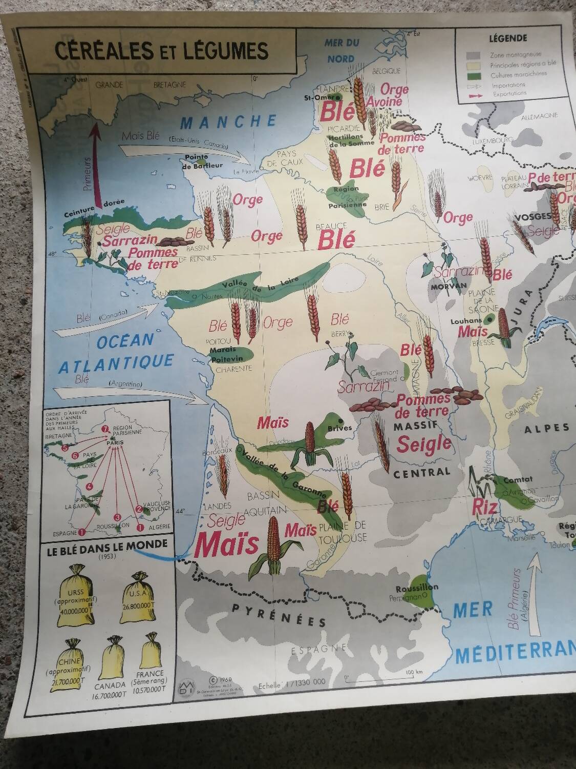 Carte scolaire vintage mdi FRANCE La Seine