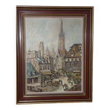 Huile sur toile guy marc (ecole de rouen xxème)