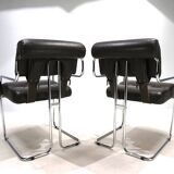 Mariani Tucroma set of two leather dining chairs by Guido Faleschini, 1970