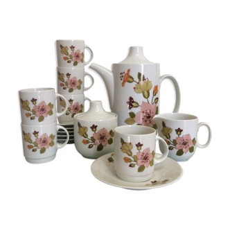Vintage porcelain coffee service seventies flowers