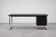 Vintage Mid-Century Danish Modern Minimalist Black Oak Desk with Chrome Base