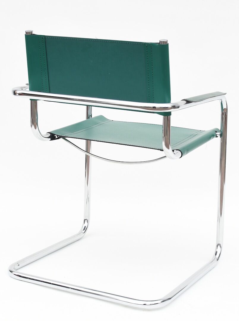 Steel and faux leather design chair