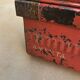 Old metal and brass travel trunk from the Indian Railway