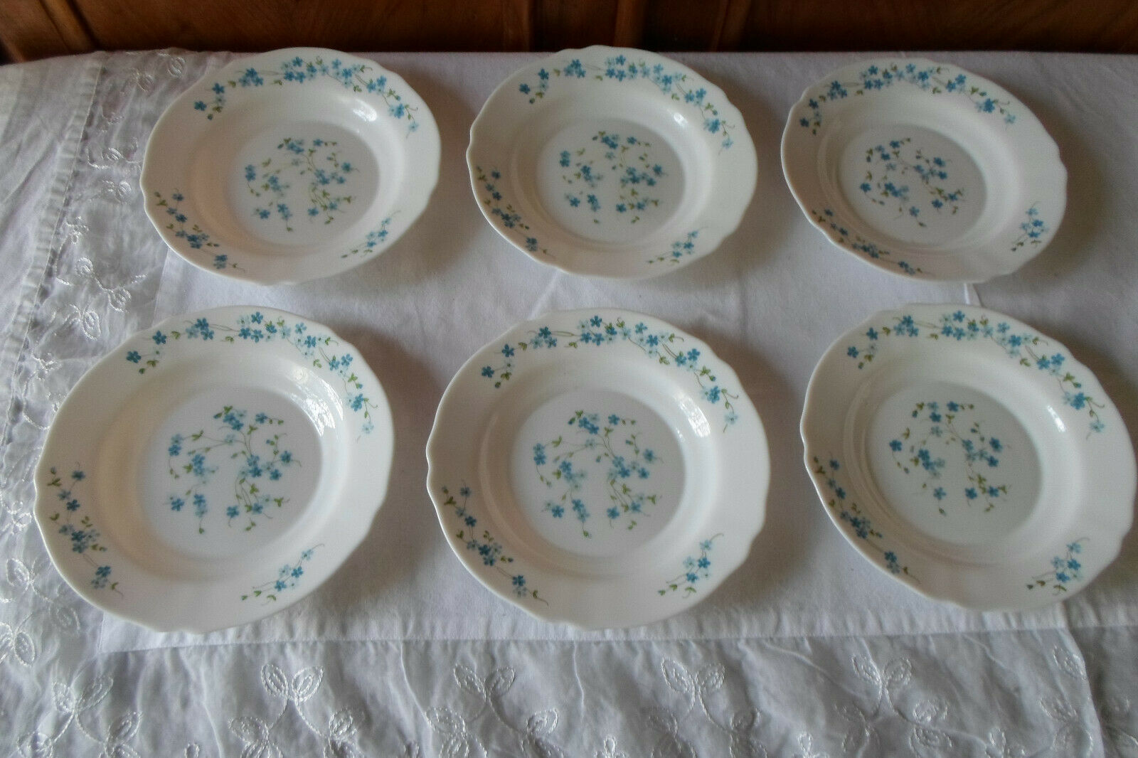 6 plates Veronica hollow blue flowers myosotis arcopal