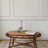 Table ovale en rotin vintage
