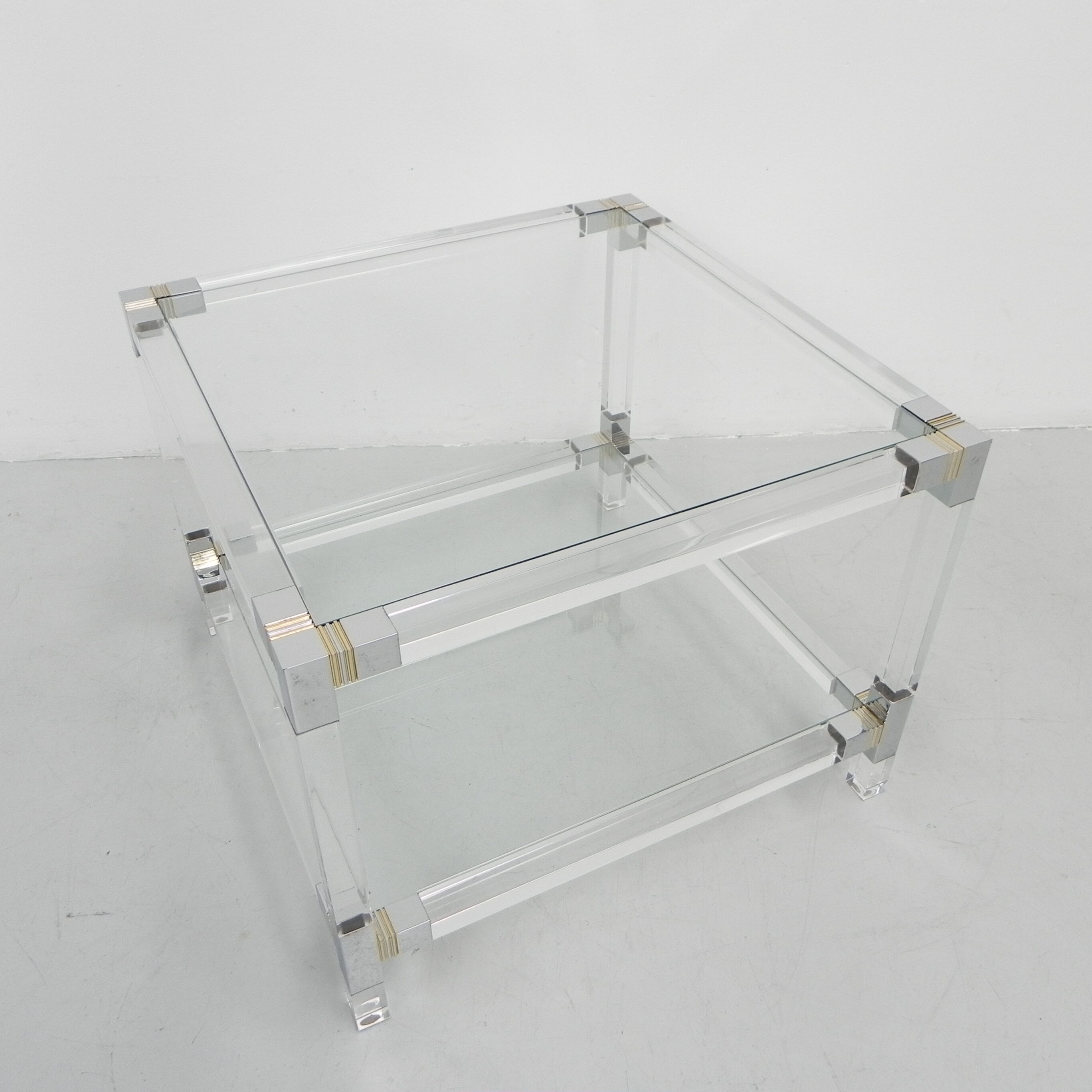 Hollywood Regency coffee table with perspex frame