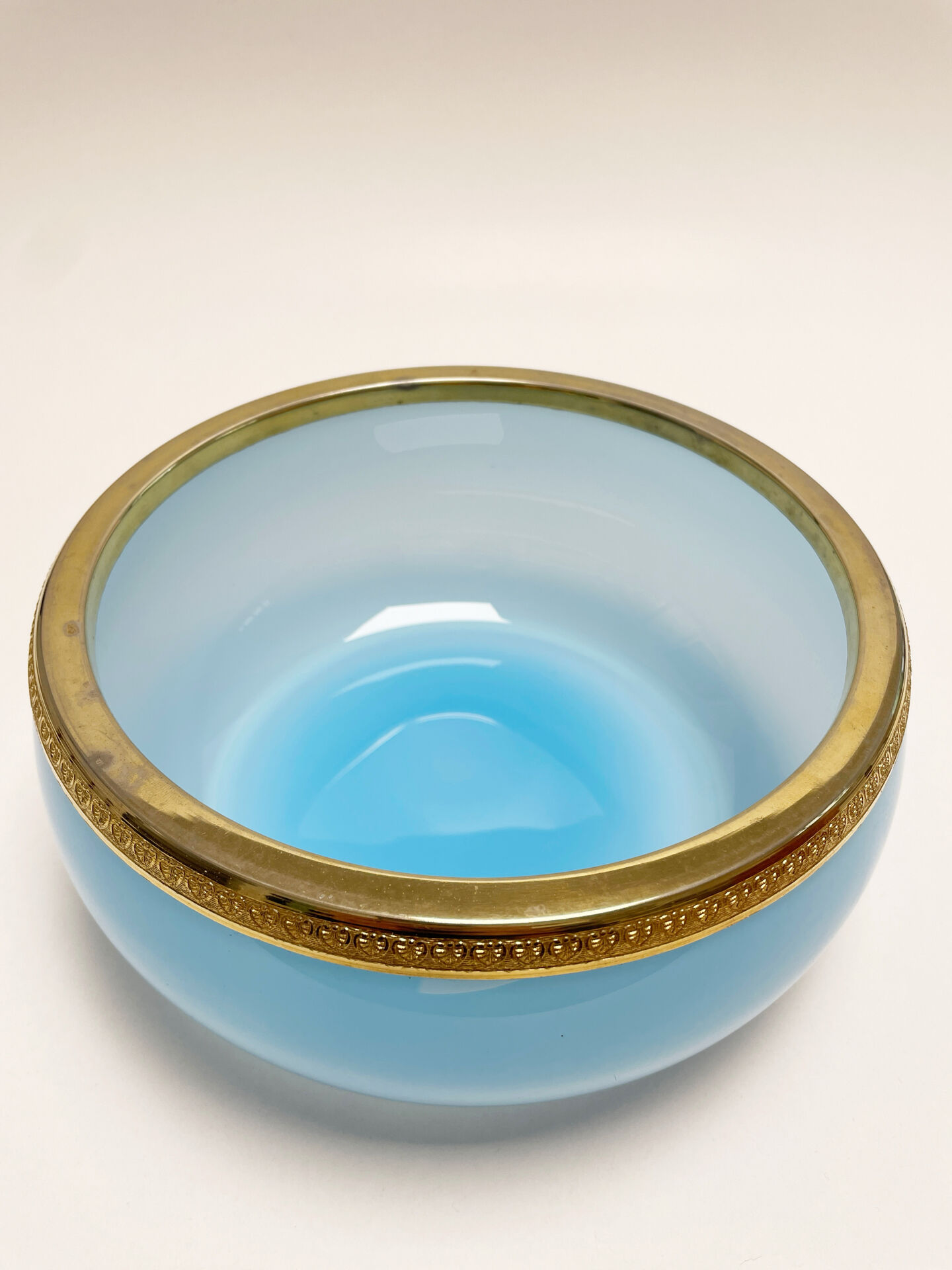 Sky blue opaline glass bowl