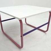 Tubular coffee table in pink and purple, 1980.