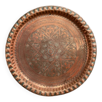 Oriental tray in copper or brass engraved XXth