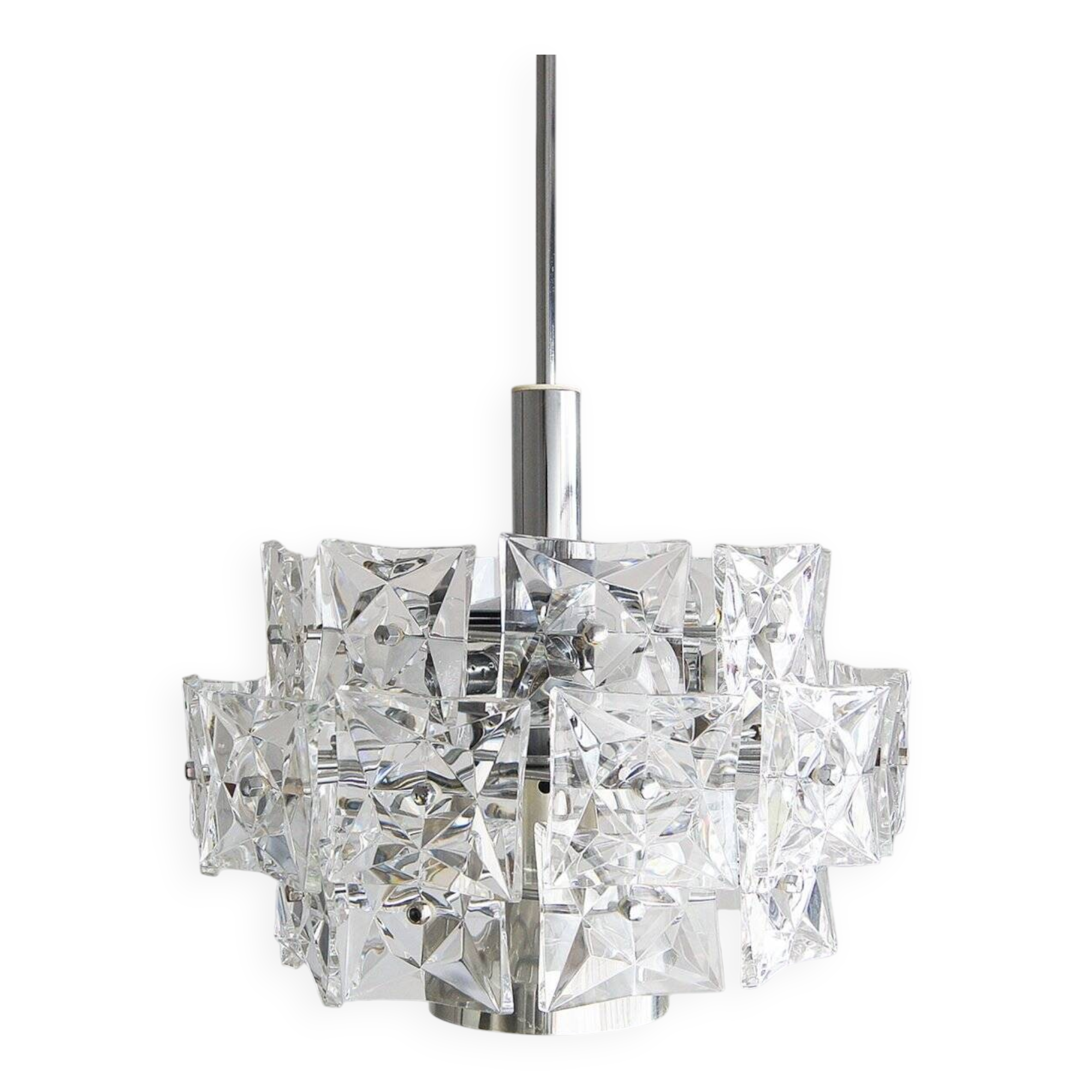 German Chromed Chandelier with Crystals from Kinkeldey, 1960s