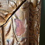 Miroir doré trumeau cheminée fin 19e ancien fronton sculpté