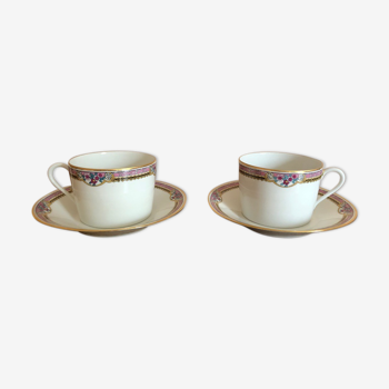 Duo de tasses à déjeuner en porcelaine de Limoges