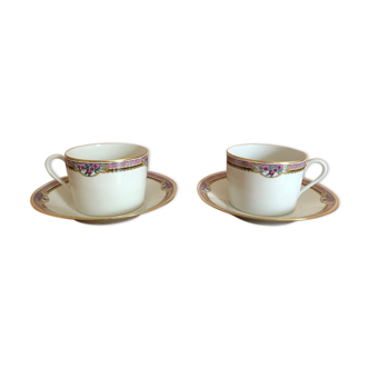 Duo de tasses à déjeuner en porcelaine de Limoges