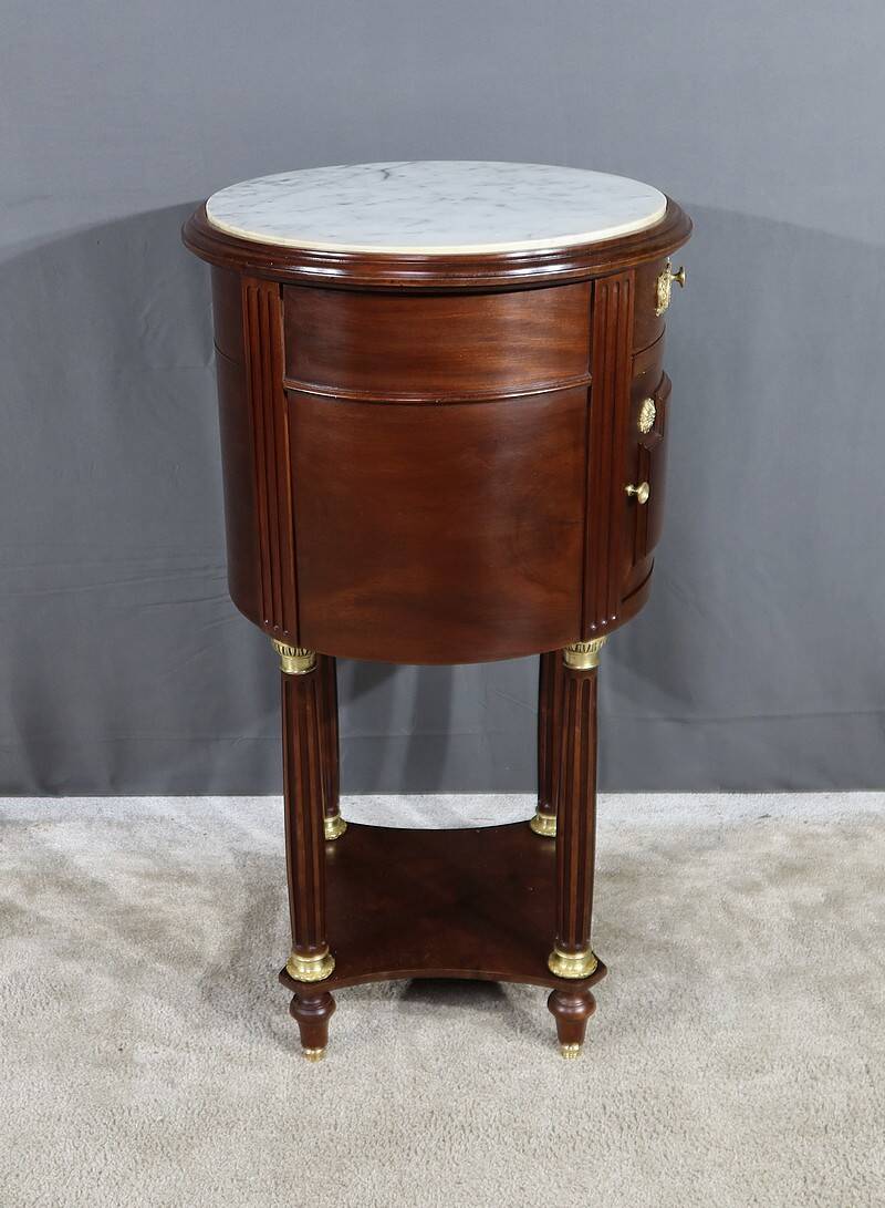 Small Tambour Table in Mahogany, Louis XVI style – Late 19th century