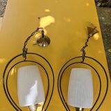 Pair of opaline glass pendant lights