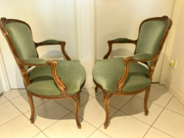 Pair of louis xv convertible armchairs