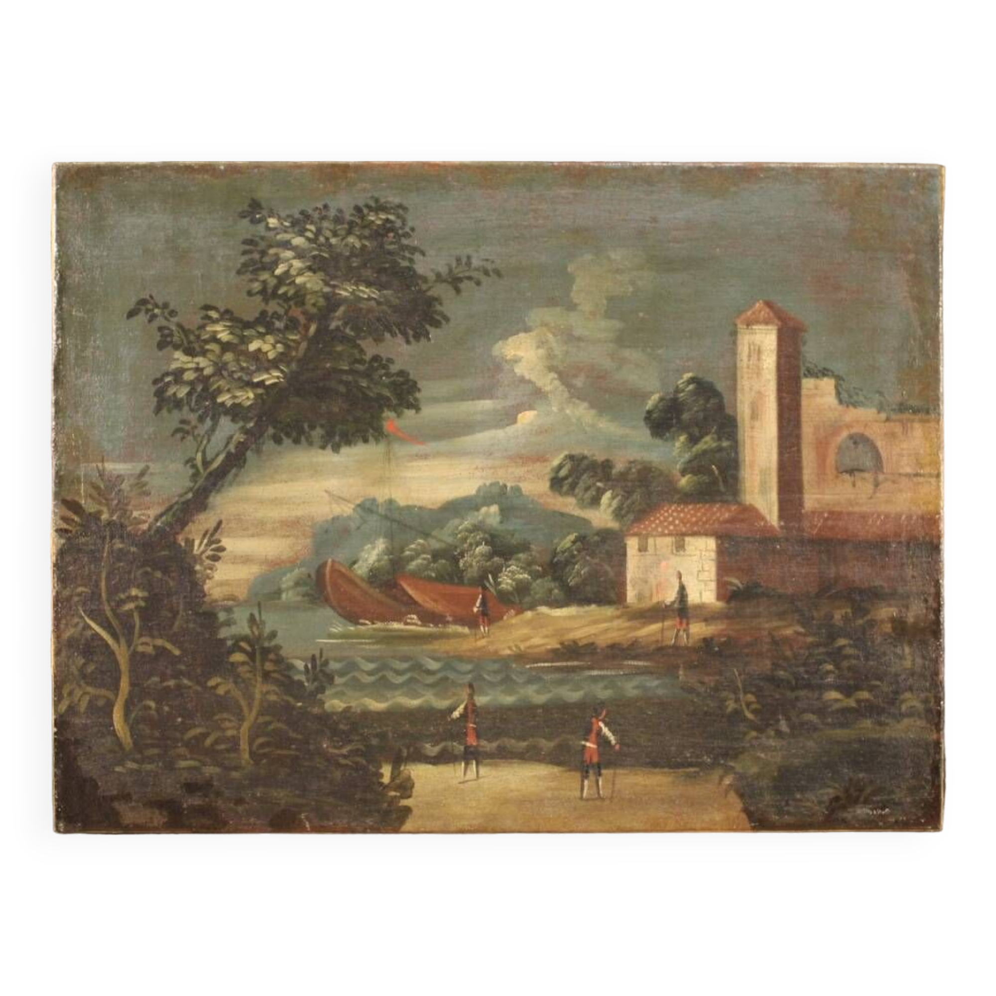 Italian artwork seascape oil on canvas from the 18th century