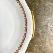 Europorcelaine round dish with ears in white and gold porcelain