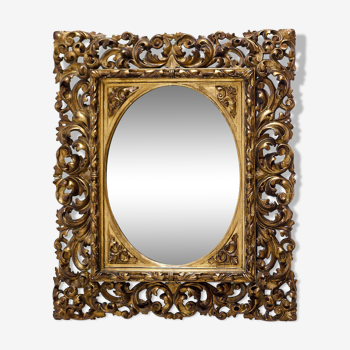 Antique florentine giltwood mirror 19th century 67x80cm