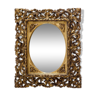 Antique florentine giltwood mirror 19th century 67x80cm