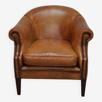 vintage dutch cognac colored leather club chair