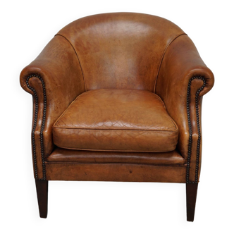 vintage dutch cognac colored leather club chair