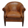 vintage dutch cognac colored leather club chair