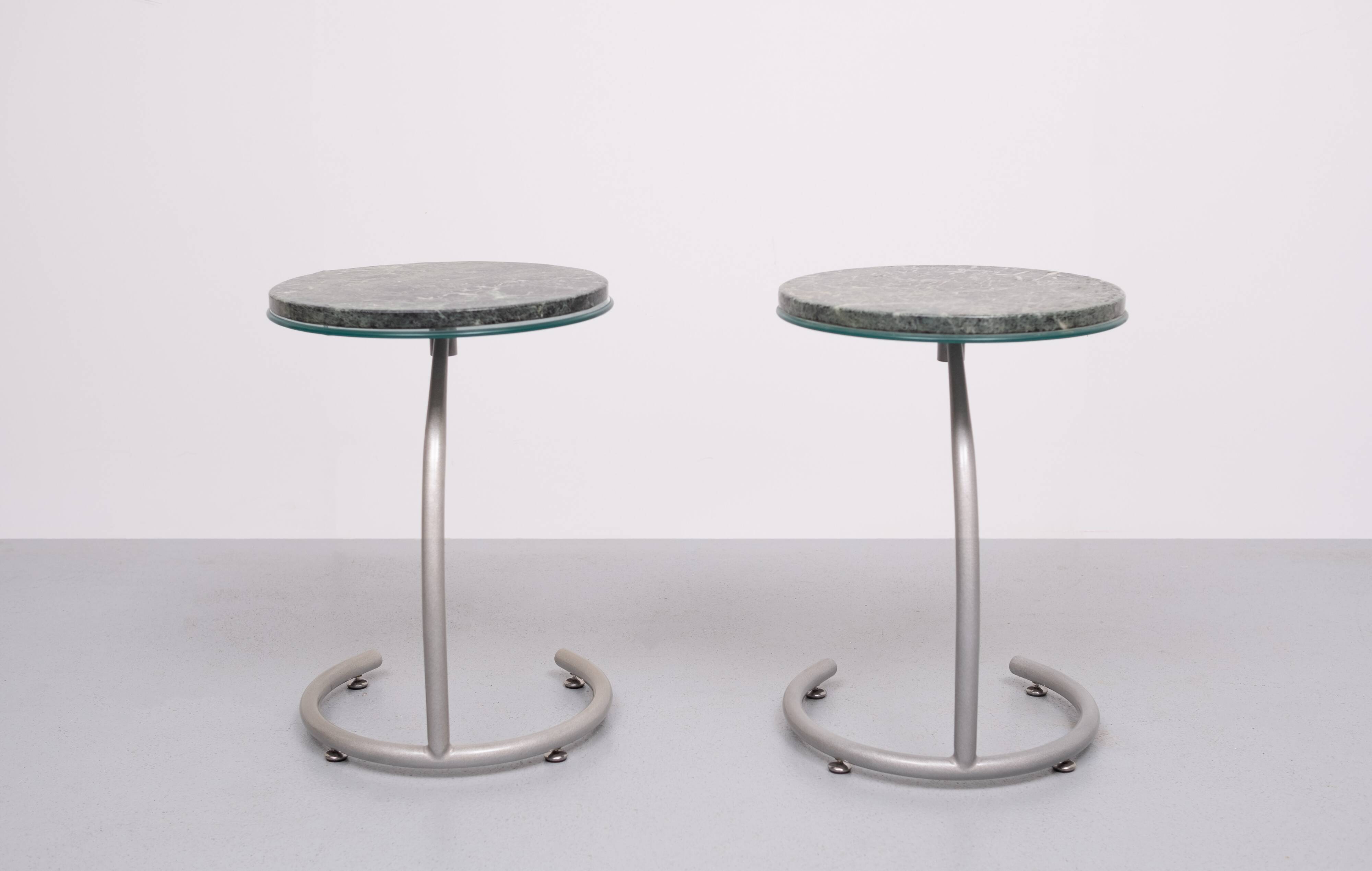Green Marble top Side tables 1990s Holland