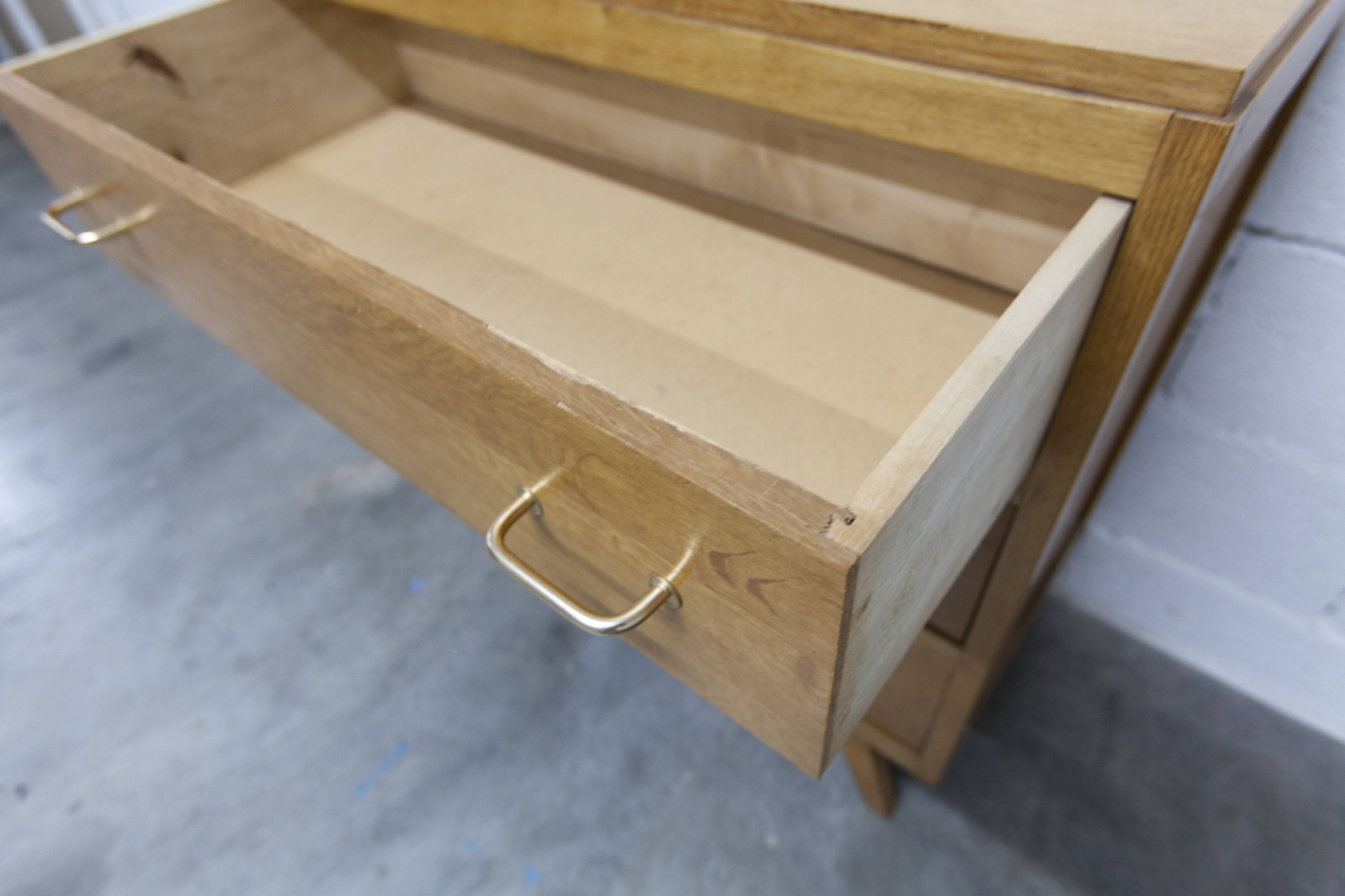 3-drawer chest with splayed legs, 1960s, honey color