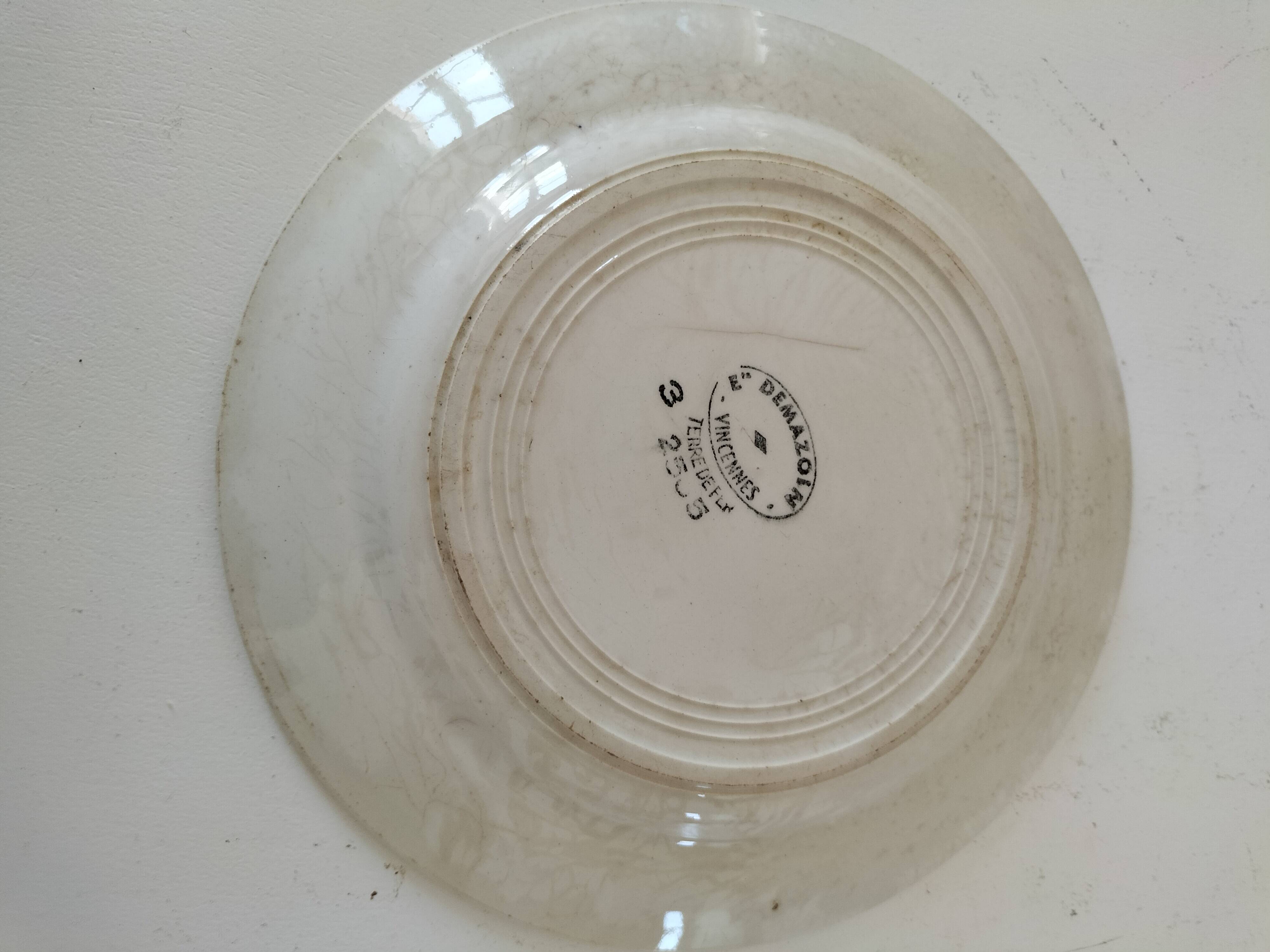Antique ironstone plate – Demazoin Vincennes
