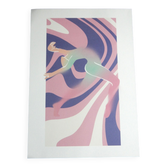 Affiche danseur en violet et rose format A4