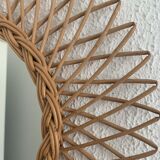 Vintage mirror 1960 sun rattan wicker - 40 cm