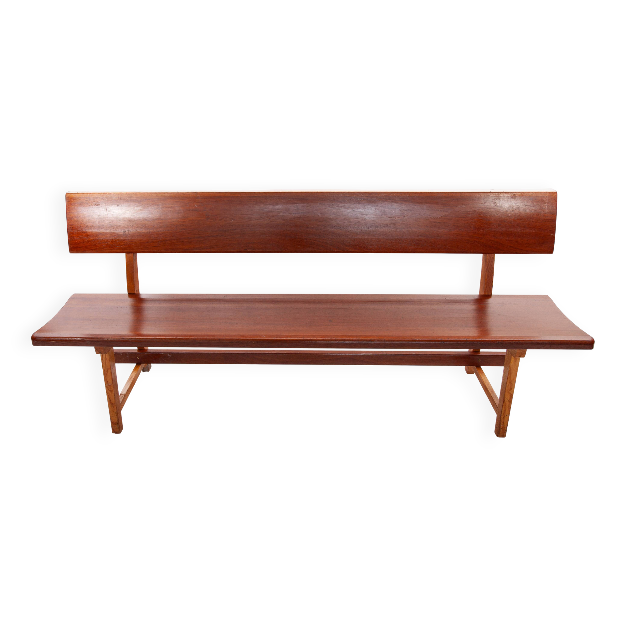 Large Solid Wooden Bench,1960s, Belgium