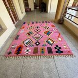 Moroccan handmade rug, beni ourain pink shag 150/250cm