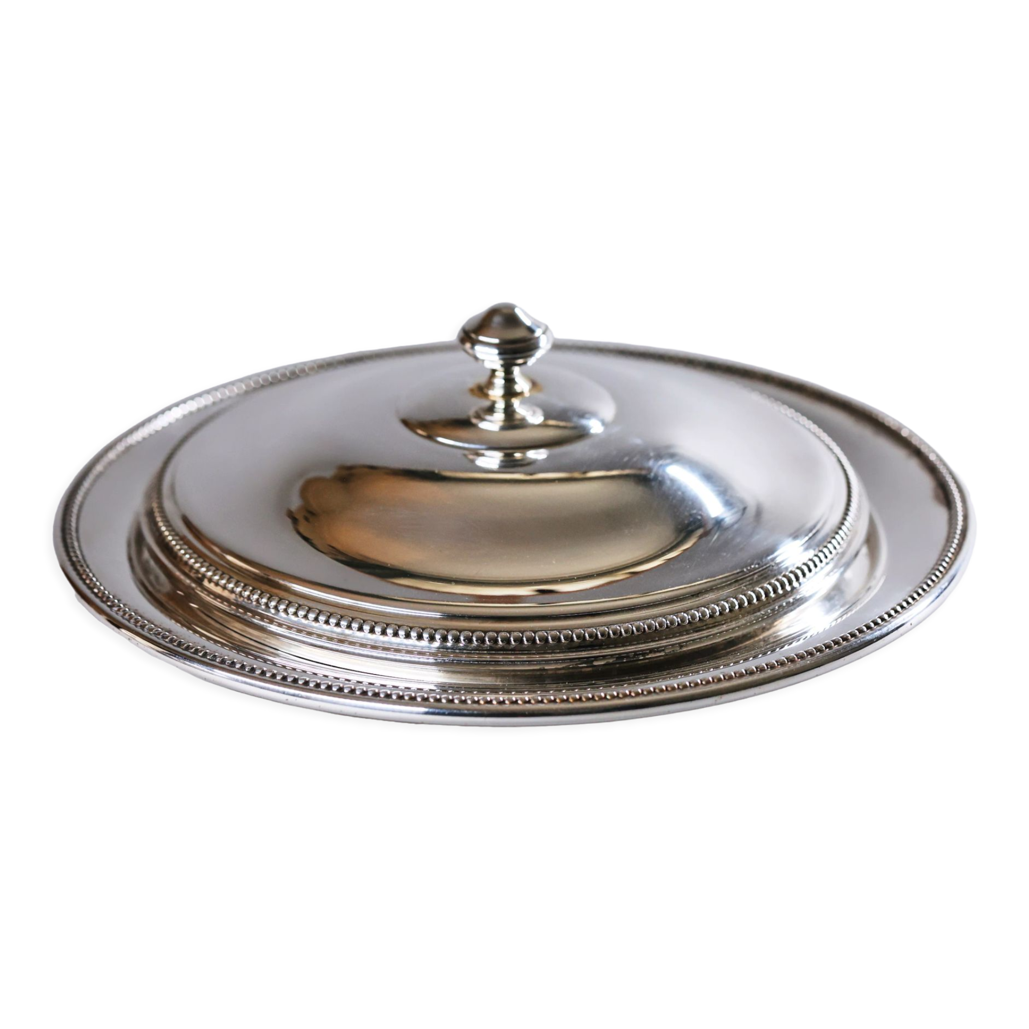 Dish with lid in silver plated copper by Silverware of France