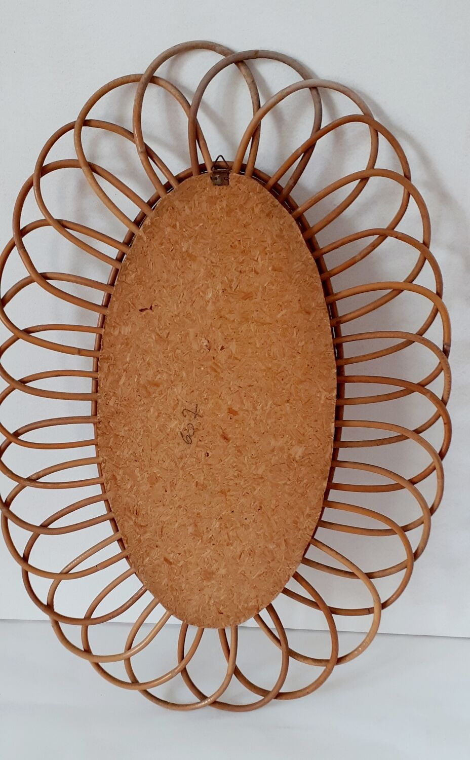Large vintage rattan mirror
