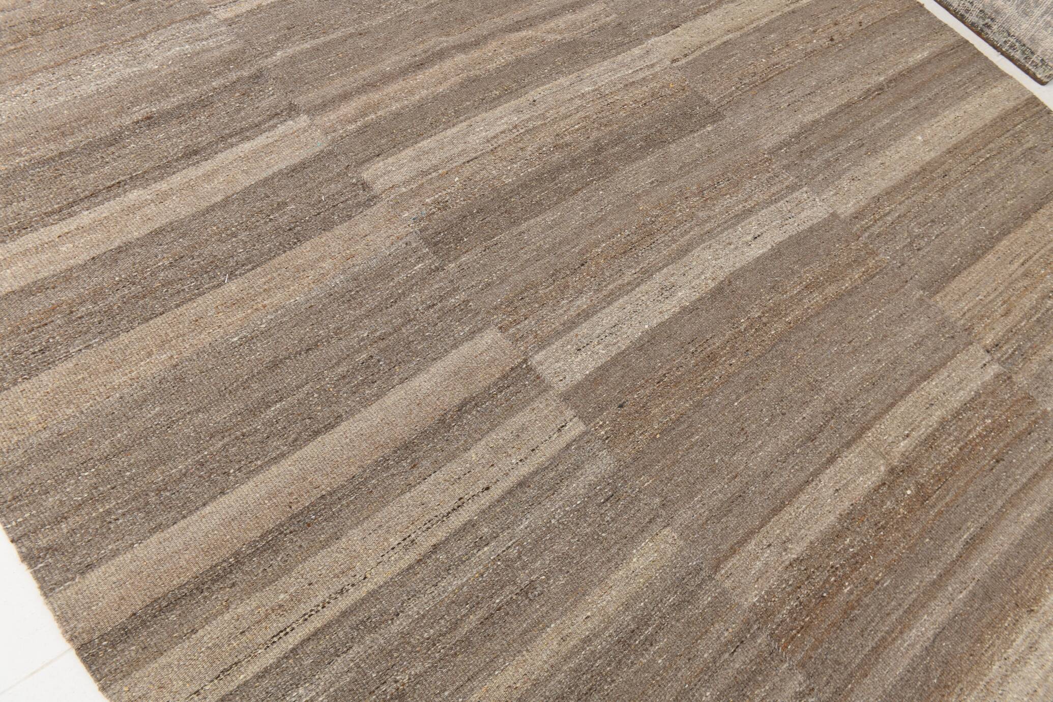 8x10 Brown & Beige Striped Large Kilim Rug, 225x309Cm