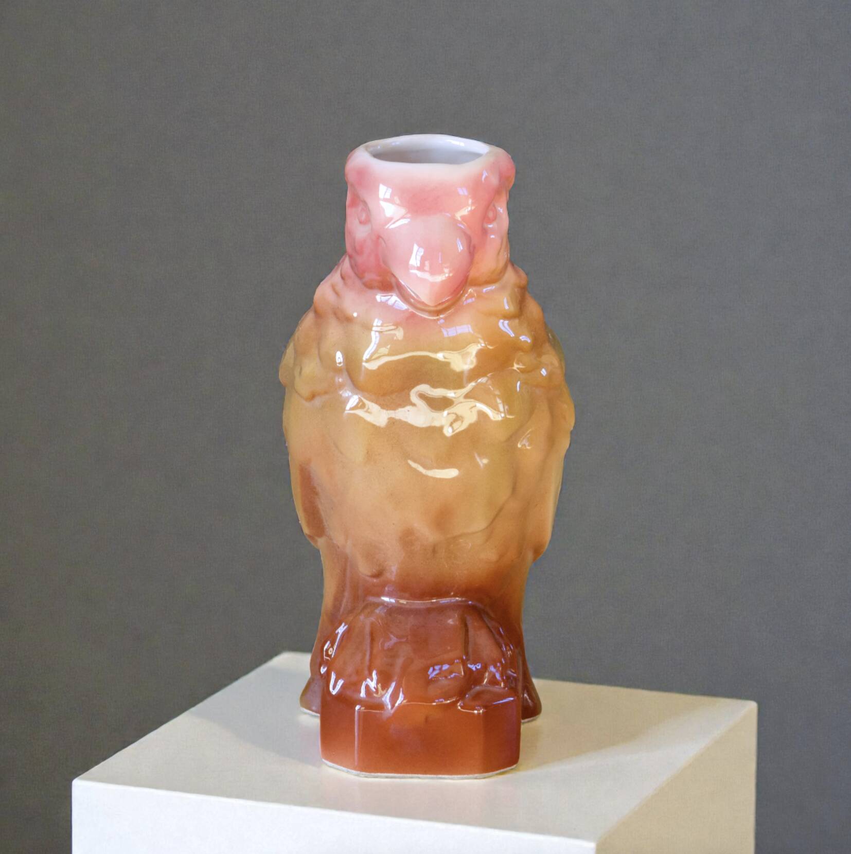 Large zoomorphic carafe by Poet Laval in parrot-shaped earthenware
