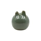 Mid-century Modern green spherical gres vase, Franco Bucci Italy ca. 1970