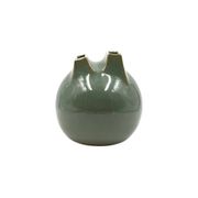 Mid-century Modern green spherical gres vase, Franco Bucci Italy ca. 1970