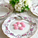 Set of 6 Limoges porcelain dessert plates with garlands and